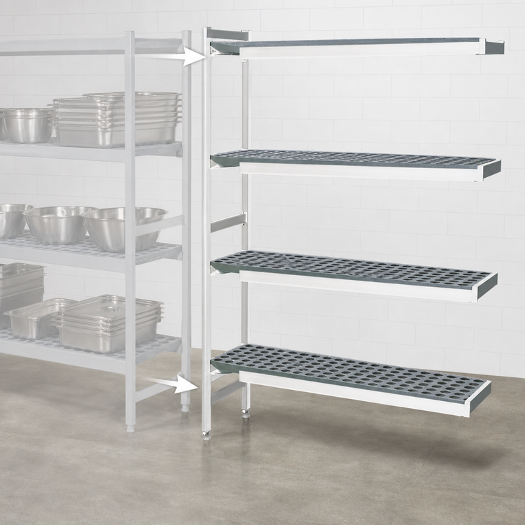 Product image #3 for Fermostock 4-Tier Perforated Polymer Shelving Unit Expansion Kit, 68W x 22D x 66H, Gray