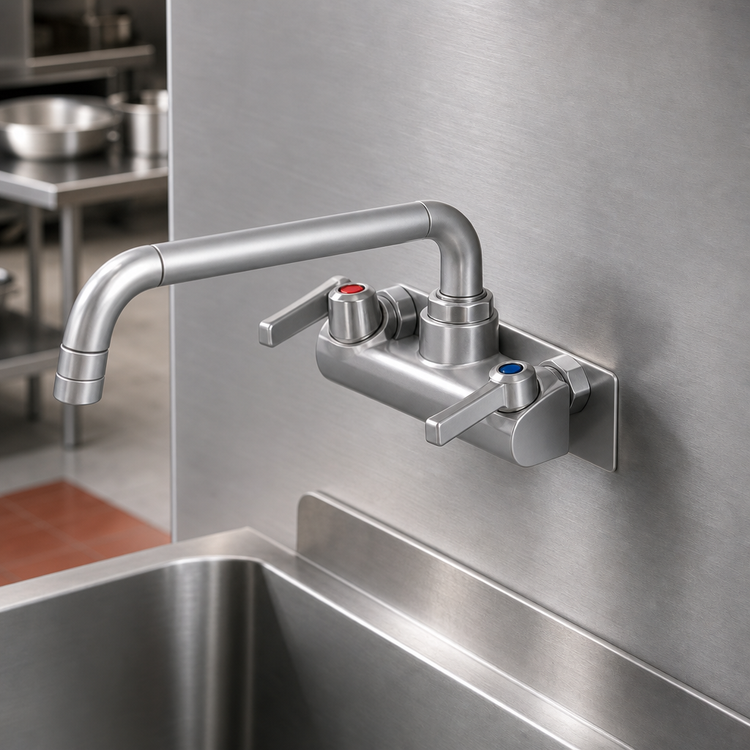 Product image #3 for Equip 4" Wall Mount Mixing Faucet with 10" Swing Nozzle and Lever Handles