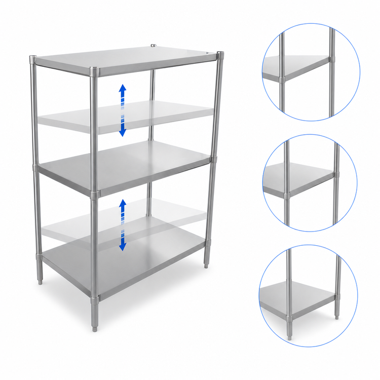Product image #3 for John Boos Stainless Steel Dry Storage Shelving Unit with 3 Adjustable Shelves, 54 x 18 x 60 Inches