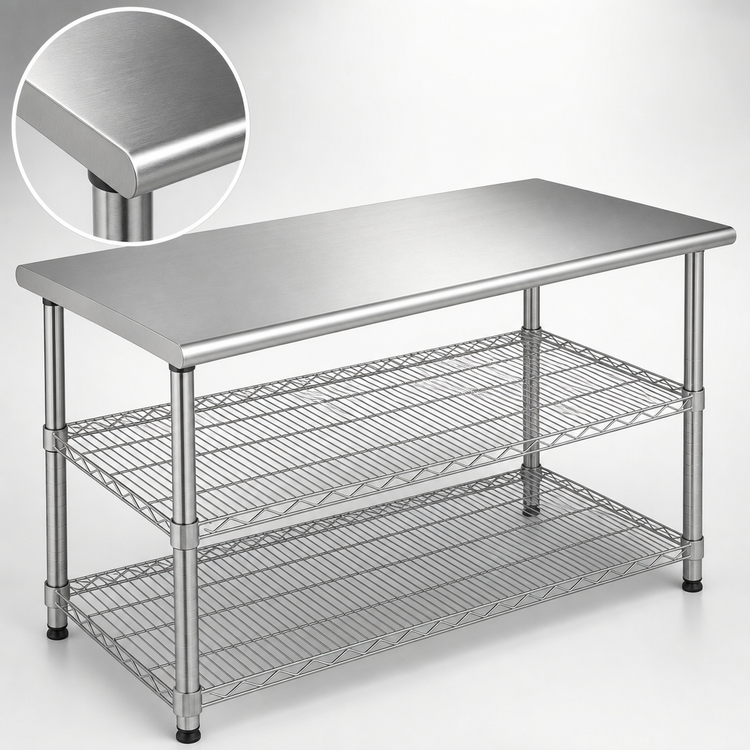 Product image #3 for Eagle AdjusTable Basic 48-Inch x 24-Inch Stainless Steel Work Surface System with 2 Wire Undershelves
