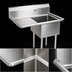 Thumbnail image #3 for John Boos E-Series 1-Compartment Stainless Steel Sink with Left Drainboard — 18 in x 18 in Bowl, 12 in Deep (38.5 in Overall Width)