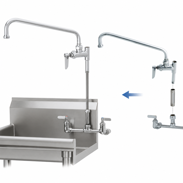 Product image #3 for T&S Brass Pre-Rinse Add-On Faucet with 18-Inch Swing Nozzle and 5-Inch Nipple