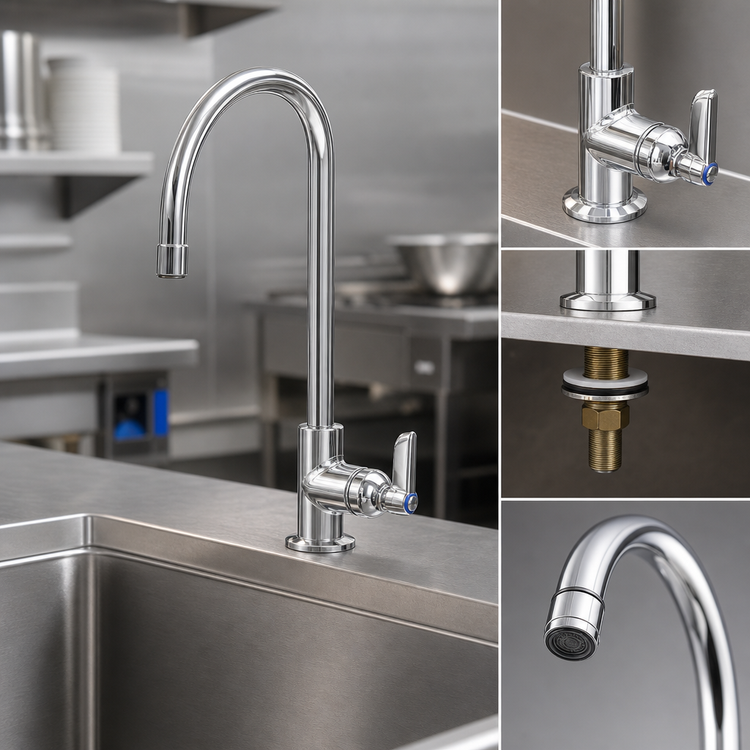 Product image #3 for T&S Brass Single Pantry Faucet with 10-Inch Rigid Gooseneck and 2.2 GPM Vandal-Resistant Aerator