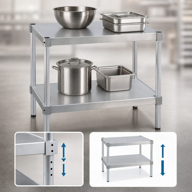 Product image #3 for New Age Modular Aluminum Equipment Stand with 2 Adjustable Solid Shelves, 48 x 18 x 36 Inches