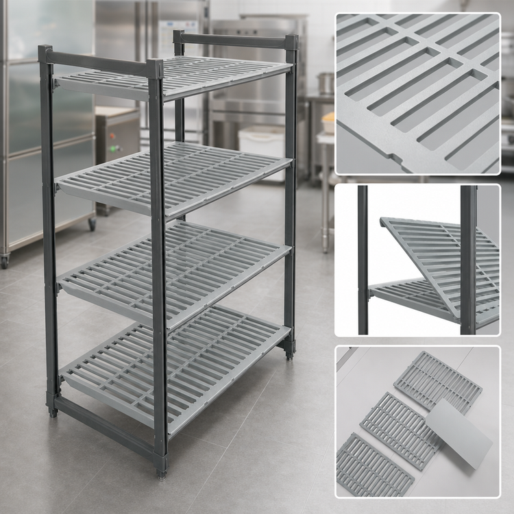Product image #3 for Cambro Camshelving Basics Plus 4-Shelf Stationary Polymer Shelving Starter Unit, 24 x 48 x 72 Inches, Brushed Graphite