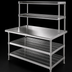 Thumbnail image #3 for Eagle AdjusTable T3048EBW-2 Two-Tier Heavy-Duty Stainless Steel Work Table with Double Overshelf, 48 x 30 Inches