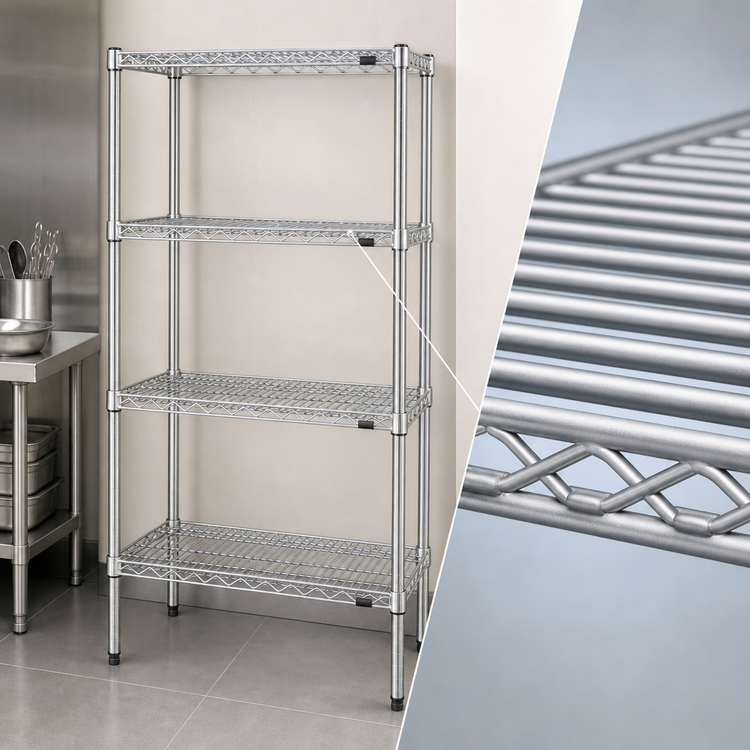 Product image #3 for Eagle Group 4-Tier Starter Wire Shelving Unit, 30" x 21" x 74", Stainless Steel Finish