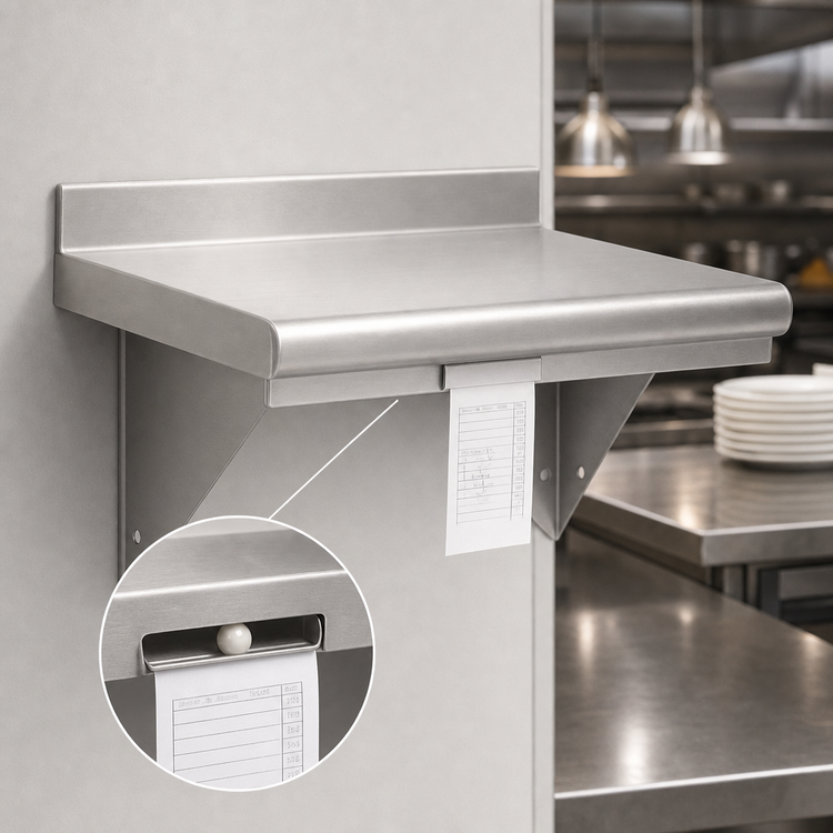 Product image #3 for Advance Tabco 72 Inch x 12 Inch Wall-Mounted Stainless Steel Shelf with Check Minder