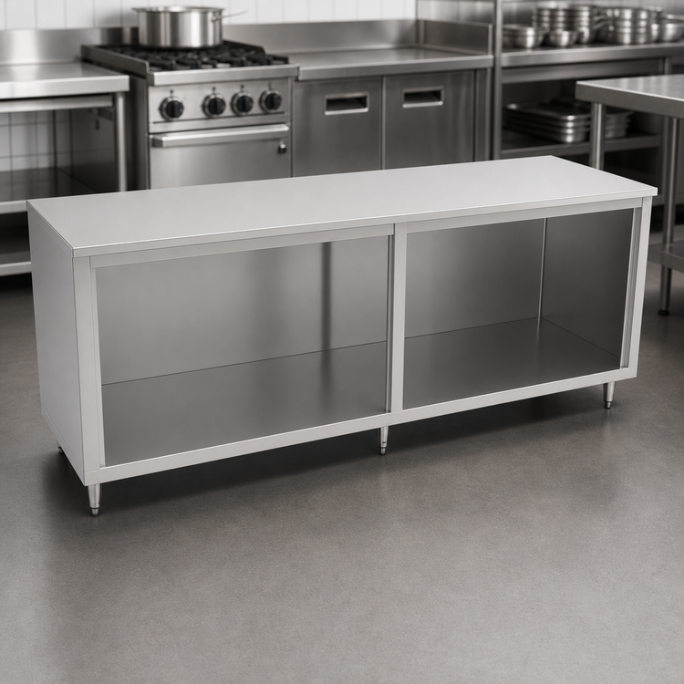 Product image #3 for John Boos Stainless Steel Open-Front Cabinet Base Work Table, 144 x 36 Inches