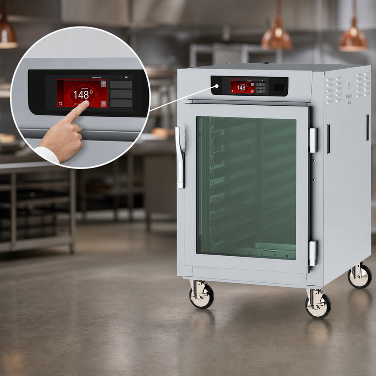 Product image #3 for Metro C5 8 Series 1/2 Height Mobile Controlled Temperature Holding Cabinet with Double-Pane Glass Doors, 8-Pan Capacity