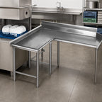 Thumbnail image #3 for Eagle Group CDTCIL-48-16/3 Island Clean Dishtable, Right-to-Left, 48 x 60 Inch, 16/304 Stainless Steel, 8 Inch Backsplash, Galvanized Legs
