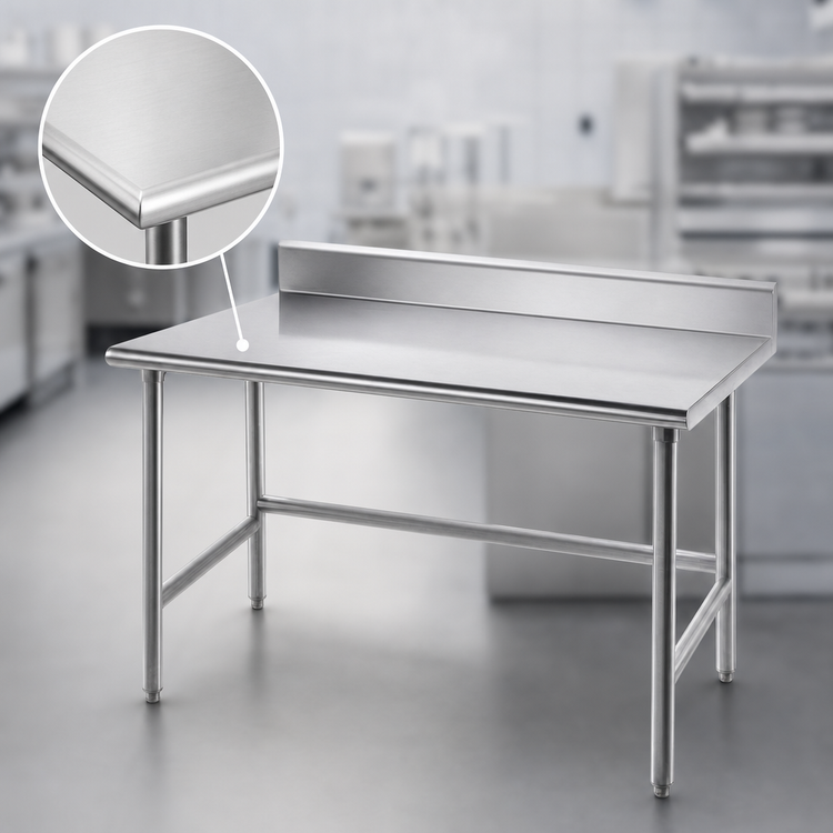 Product image #3 for Advance Tabco 108 Inch x 24 Inch 16 Gauge 430 Stainless Steel Commercial Work Table With 5 Inch Backsplash