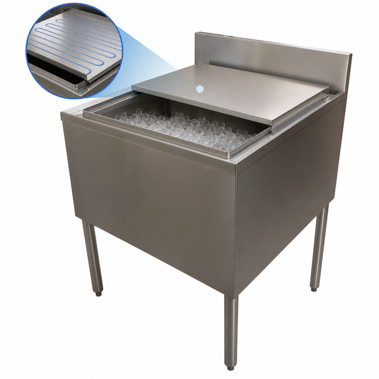Product image #4 for BK Resources 30 Inch Wide Insulated Underbar Ice Bin with 7-Circuit Cold Plate, 21 Inch Deep