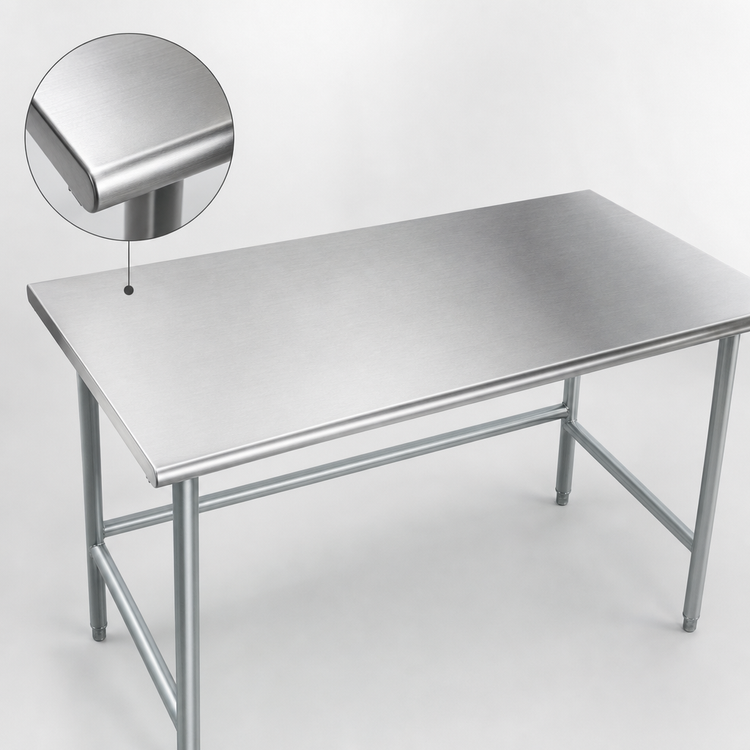 Product image #3 for Advance Tabco 72" x 48" 14-Gauge 304 Stainless Steel Flat Top Work Table with Galvanized Open Base
