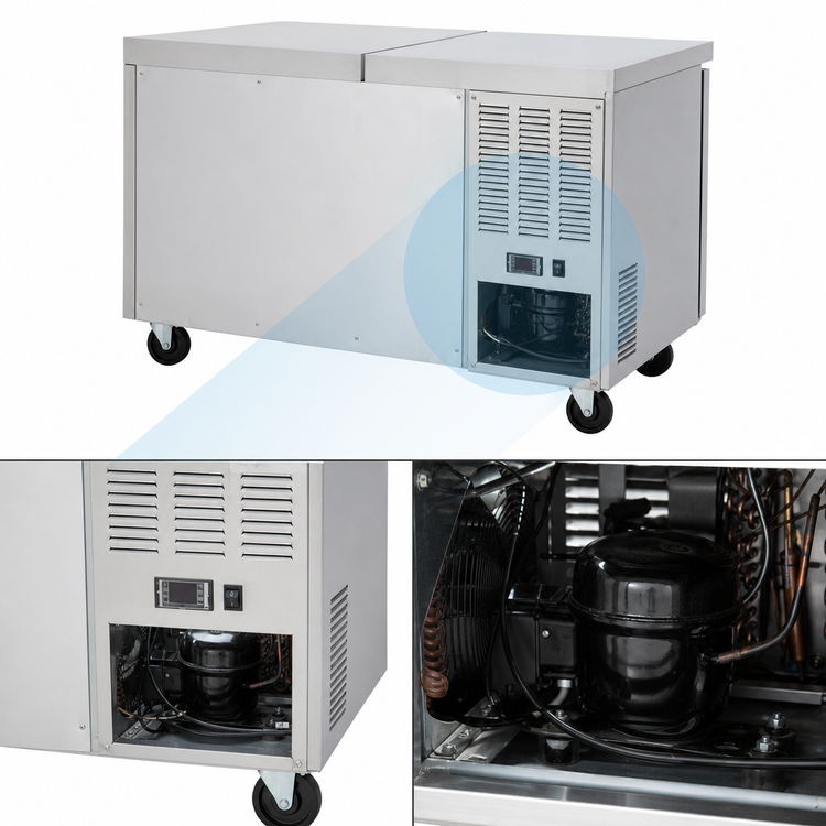 Product image #3 for Migali Competitor Series® Two-Section 60.2-Inch Undercounter Reach-In Refrigerator, 18.2 Cu. Ft., Stainless Steel