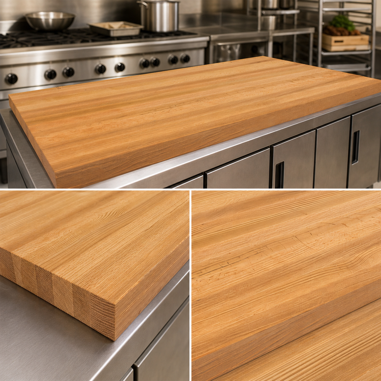 Product image #3 for John Boos Appalachian Red Oak Edge Grain Kitchen Countertop, Full-Length Rails, 120 x 25 x 1-1/2 Inch, Penetrating Oil Finish