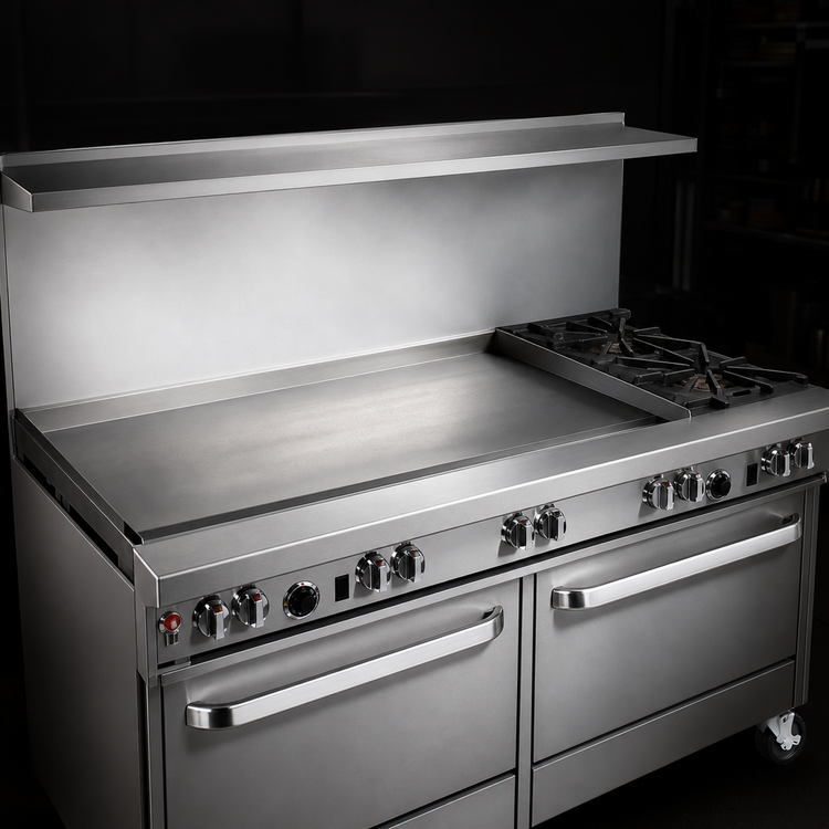 Product image #3 for Southbend Ultimate 60-Inch Gas Restaurant Range with 2 Star/Sauté Burners, 48-Inch Griddle, Standard Oven and Cabinet Base