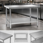 Thumbnail image #3 for Eagle Group Spec-Master T24108EM 108-Inch x 24-Inch Stainless Steel Work Table, 14-Gauge Top, Adjustable Galvanized Undershelf