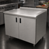 Thumbnail image #3 for Advance Tabco Enclosed Work Table with Cabinet Base, Mid-Shelf, Hinged Doors, 48 x 30 Inch, 304 Stainless Steel Top