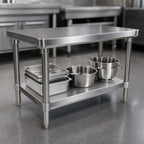 Thumbnail image #3 for John Boos ESSK8-3036 36 x 30 Inch 18-Gauge 400 Series Stainless Steel Undershelf for Work Tables