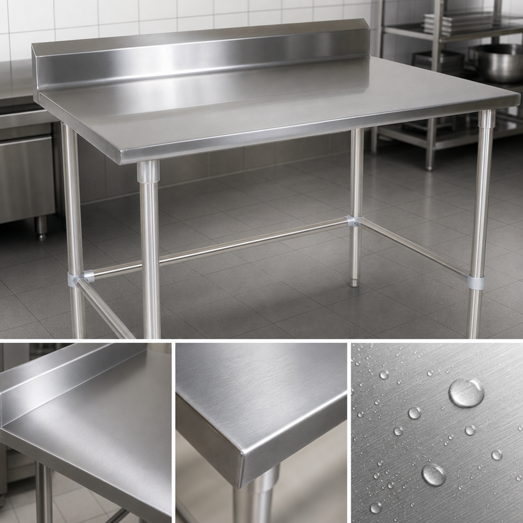 Product image #3 for John Boos Stallion 60 x 24 Inch Stainless Steel Work Table with 5-Inch Backsplash