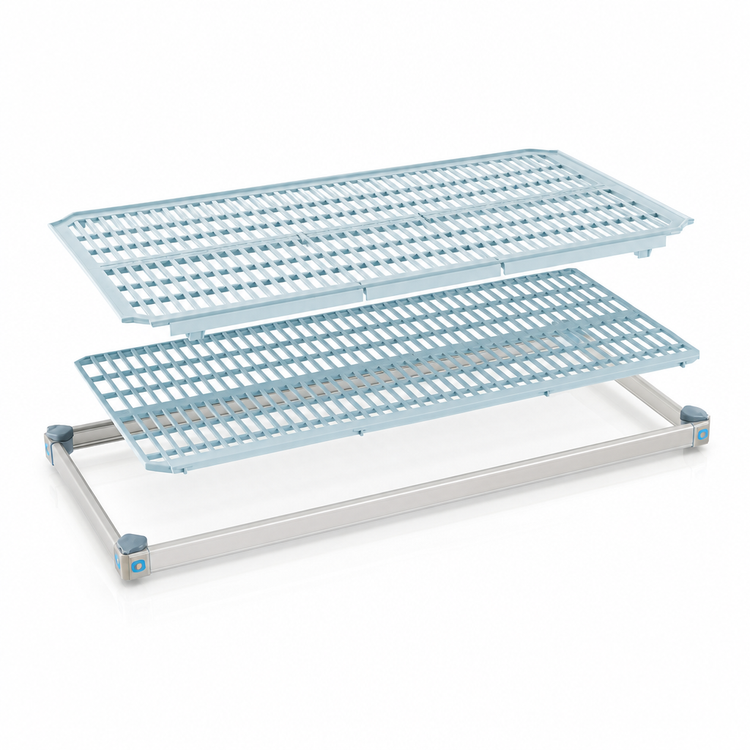 Product image #3 for MetroMax i 54 Inch W x 24 Inch D Open Grid Polymer Shelf with Microban, Blue