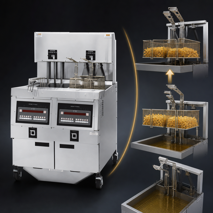 Product image #3 for Henny Penny OEA-322 2-Well Electric Auto Lift Open Fryer with Built-In Filtration