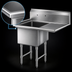 Thumbnail image #3 for Steel Works Stainless 44-1/2 Inch Single Compartment Sink with Right Drainboard, 16 Gauge 304 Stainless Steel
