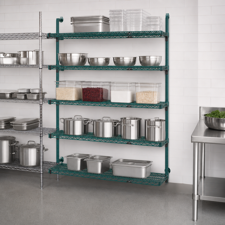 Product image #4 for Metro Super Erecta Super Adjustable Add-On Wire Shelving Unit, 48"W x 24"D x 74"H, 5 Shelves, Metroseal 3 Green Epoxy-Coated