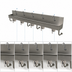 Thumbnail image #3 for Advance Tabco 5-Station Wall-Mounted Knee-Operated Hand Wash Sink, 100 Inch Wide