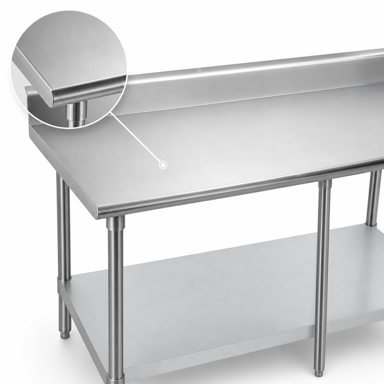 Product image #3 for Advance Tabco 84" x 24" 304 Stainless Steel Work Table with 5" Backsplash and Galvanized Undershelf