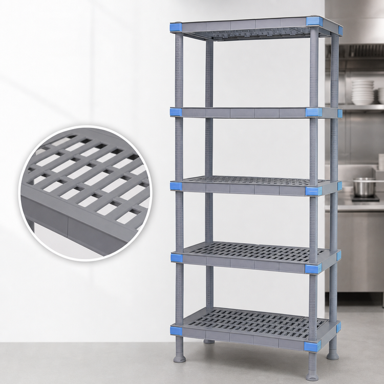 Product image #3 for Quantum Millenia 30"W x 18"D x 86"H Polymer Stationary Starter Shelving Unit with 5 Shelves