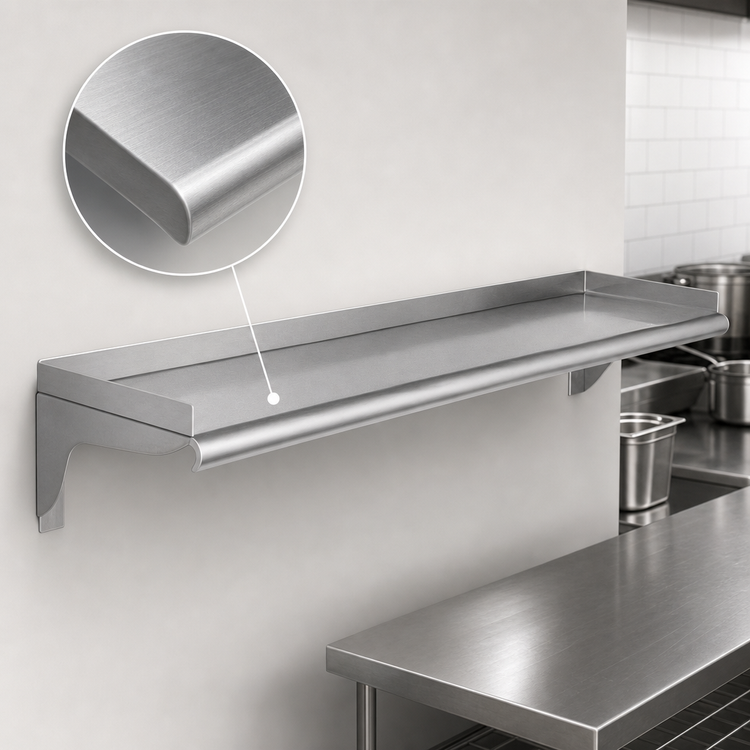 Product image #3 for Eagle Group 120-Inch Wall-Mounted Stainless Steel Shelf, 12-Inch Deep, 16 Gauge Type 430