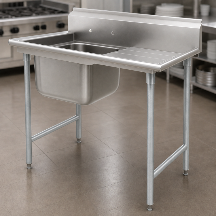Product image #3 for Eagle Group 1-Compartment Freestanding Stainless Steel Sink with Right-Hand Drainboard, 46-3/4"W x 31-3/4"D