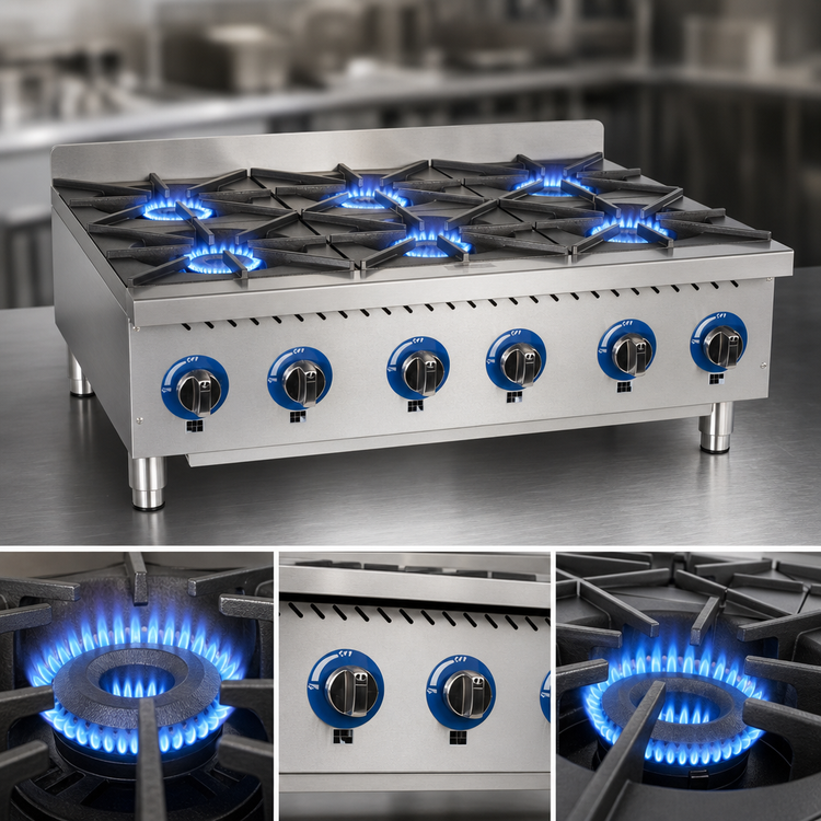Product image #3 for Globe 36-Inch 6-Burner Countertop Gas Hot Plate