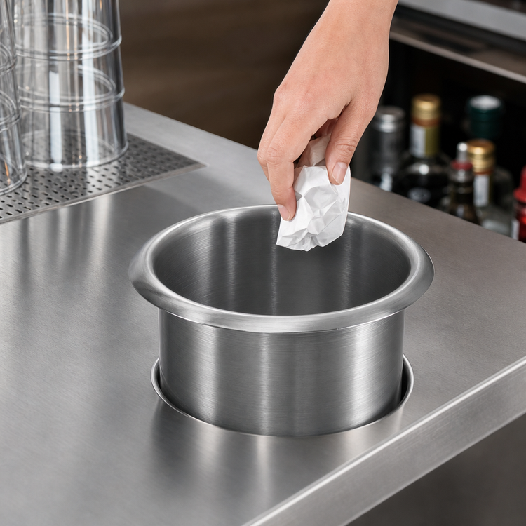Product image #3 for Krowne Silver Series Open Stainless Steel Bar Trash Chute