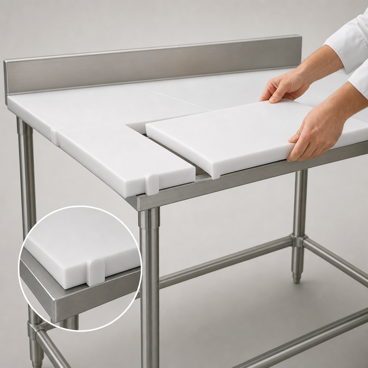 Product image #3 for Eagle Group 48 x 24-Inch Poly Top Cutting Table with Stainless Steel Base and 4-1/2-Inch Backsplash