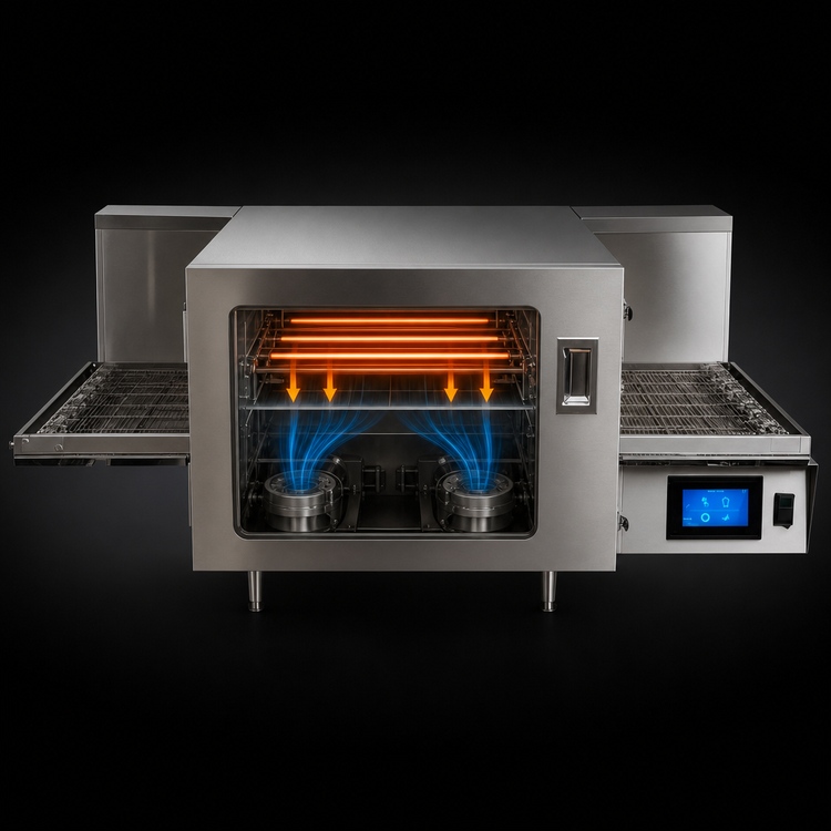 Product image #3 for Lincoln Aperion 24 Series Electric Impinger Conveyor Oven, 20" x 48" Conveyor, 24" Baking Chamber, Solid Door, Hood Required