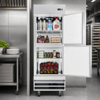 Thumbnail image #3 for Koolmore RIR-1D-SSHD 1-Section Reach-In Refrigerator, 23 Cu. Ft., Solid Half Doors, Stainless Steel, Bottom-Mount Self-Contained