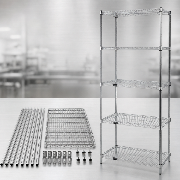 Product image #3 for Quantum 24" x 24" x 74" 5-Shelf 304 Stainless Steel Wire Shelving Starter Kit