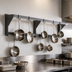Thumbnail image #3 for Eagle Group WM96APR 96-Inch Wall-Mounted Aluminum Double-Bar Pot Rack with 16 Double-Pronged Hooks