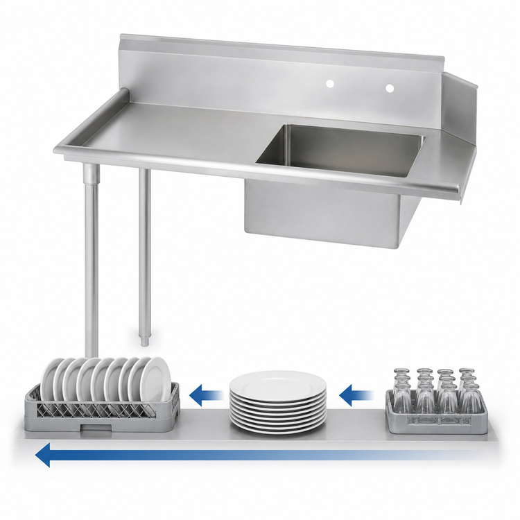 Product image #3 for BK Resources 72-Inch Straight Soiled Dish Table with Right-Hand Sink and Right-To-Left Operation