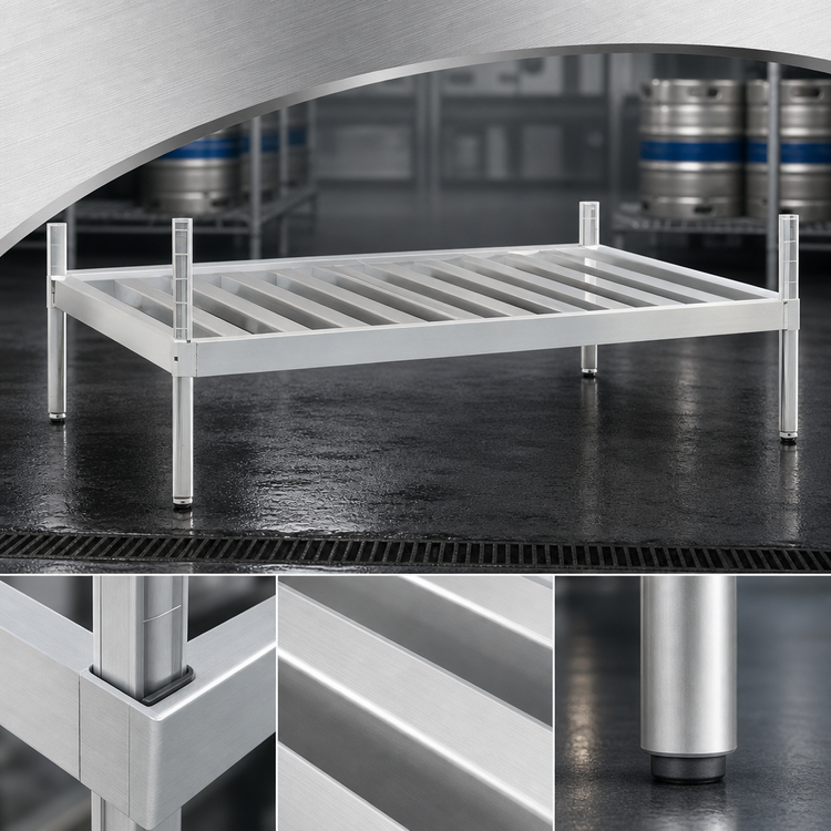 Product image #4 for New Age 80-Inch W x 34-Inch D Aluminum Keg Shelf, 8-Keg Capacity