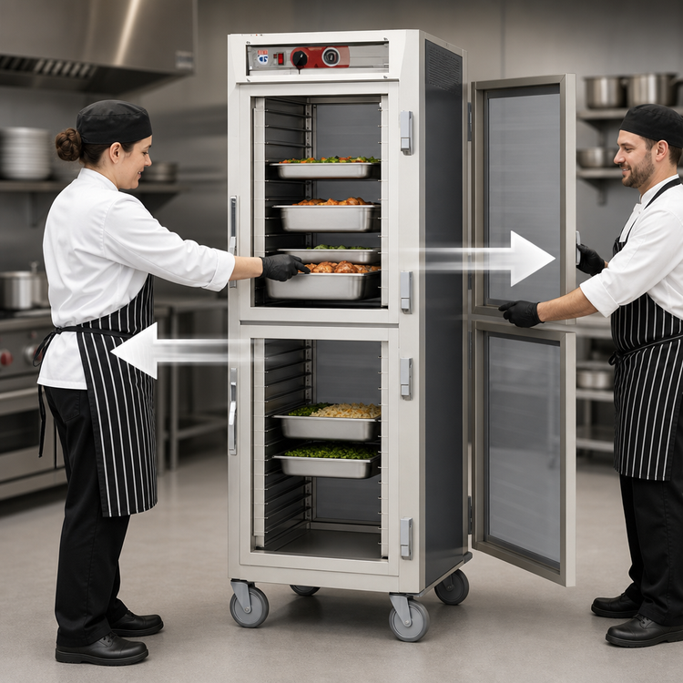 Product image #3 for Metro C5 6 Series Mobile Full-Height Pass-Thru Heated Holding Cabinet with Dutch Double-Pane Tempered Glass Doors, 120V