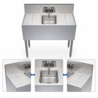 Thumbnail image #3 for Krowne Royal Series KR19-31C One-Compartment Stainless Steel Underbar Sink, Center Bowl, Dual 12-Inch Drainboards, 36 x 19 Inches