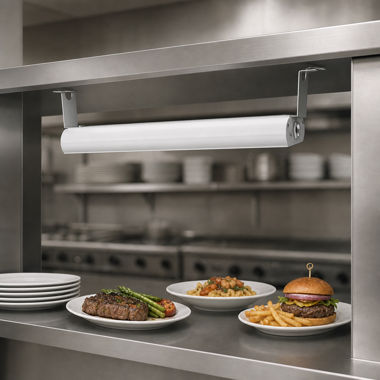 Product image #3 for Vollrath 48-Inch Low Profile Unlighted Strip Heat Lamp with Aluminum Housing, White Hammer Powder Coat, 120V