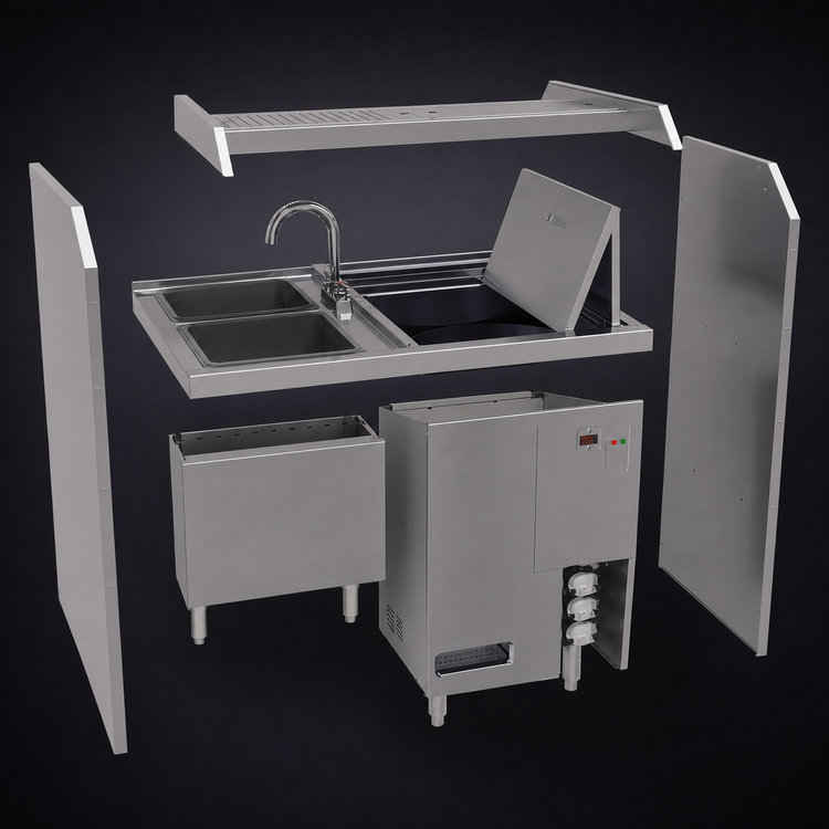 Product image #3 for Glastender Disassembly Style Pass-Thru Cocktail Station with Glasswasher, 42 Inch Wide, Rightward Workflow