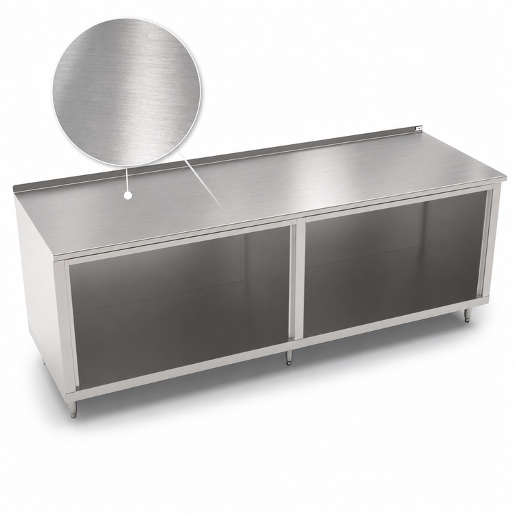 Product image #3 for John Boos 96 x 36-Inch Open Front Cabinet Base Work Table with 14-Gauge Stainless Steel Top and 1-1/2-Inch Rear Riser