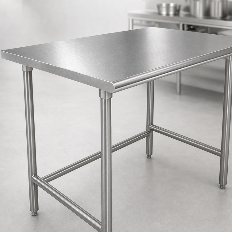 Product image #3 for Advance Tabco TSAG-2410 Stainless Steel Flat Top Work Table with Open Base, 120 W x 24 D, 16-Gauge 430 Top