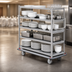 Thumbnail image #3 for Metro 64-Inch Queen Mary Banquet Cart with 6 Ledge Shelves, Stainless Steel